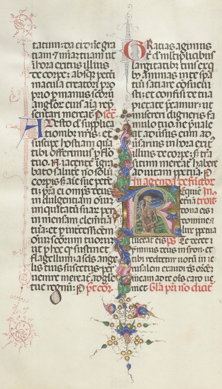 Missale: Fol. 387v: Death represented as a Skeleton with a Sickle, 1469 by Bartolomeo Caporali