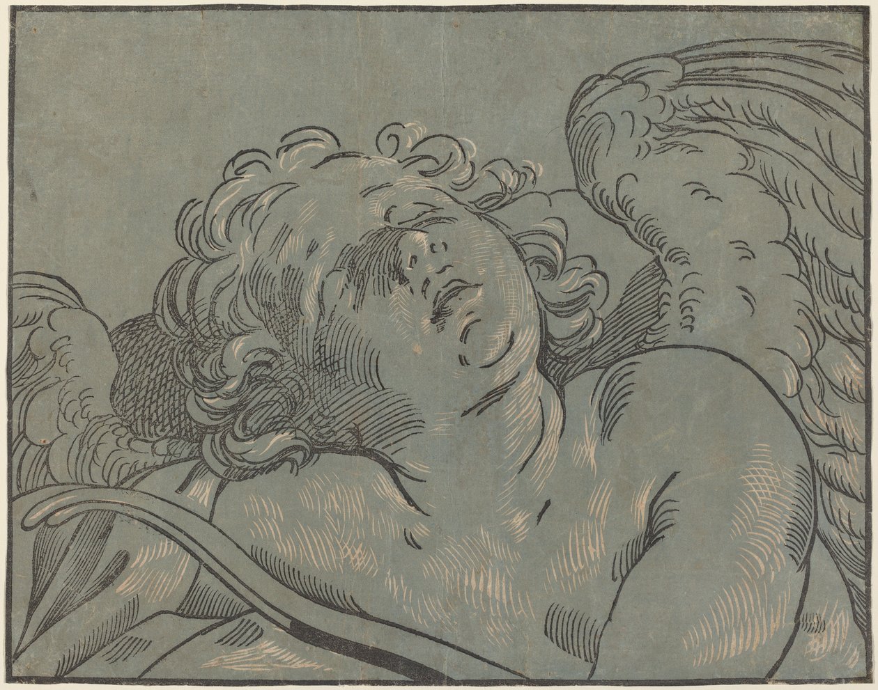 Cupid Asleep by Bartolomeo Coriolano after Guido Reni