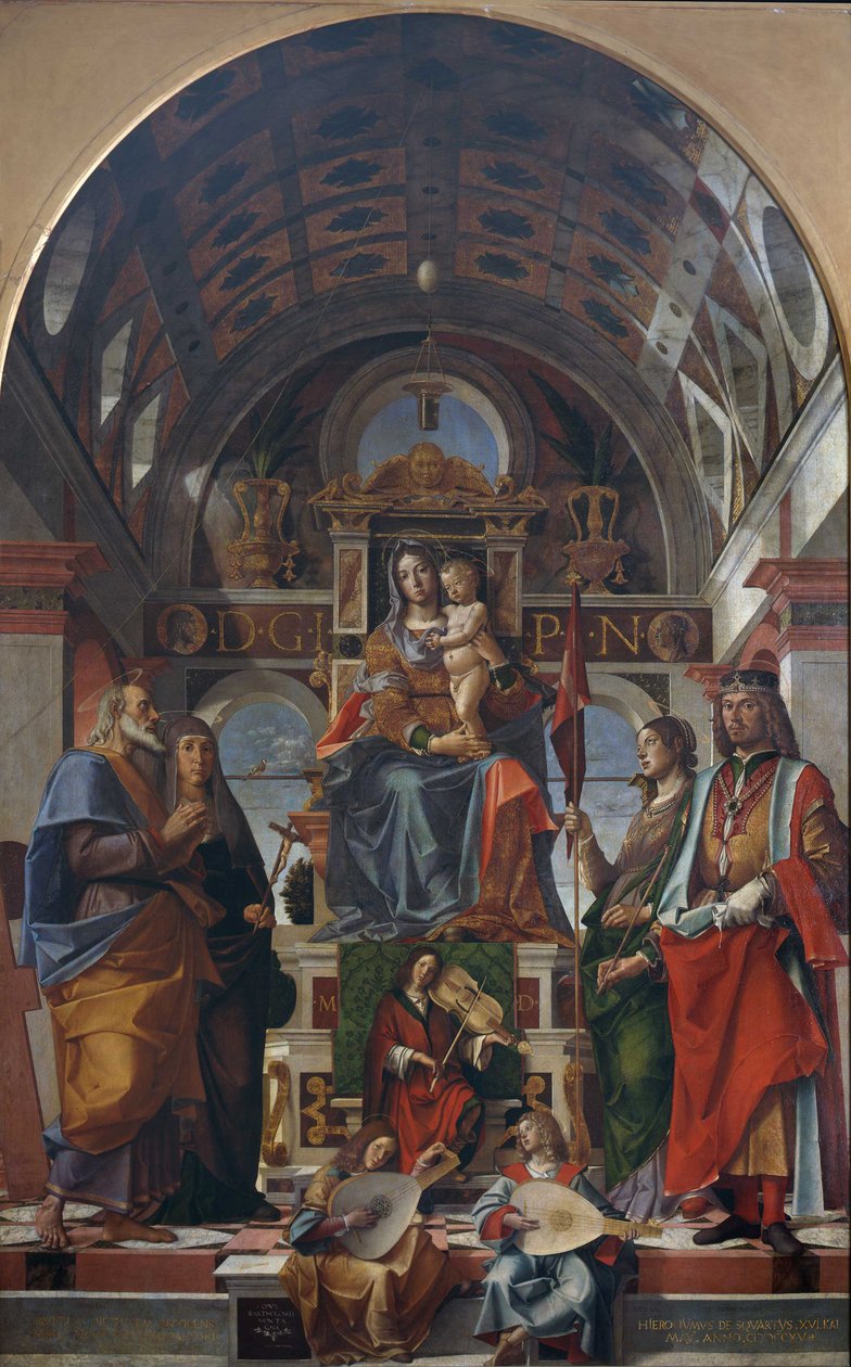 The Virgin and Child Enthroned with Saints and Angels Making Music, 1499 by Bartolomeo Montagna