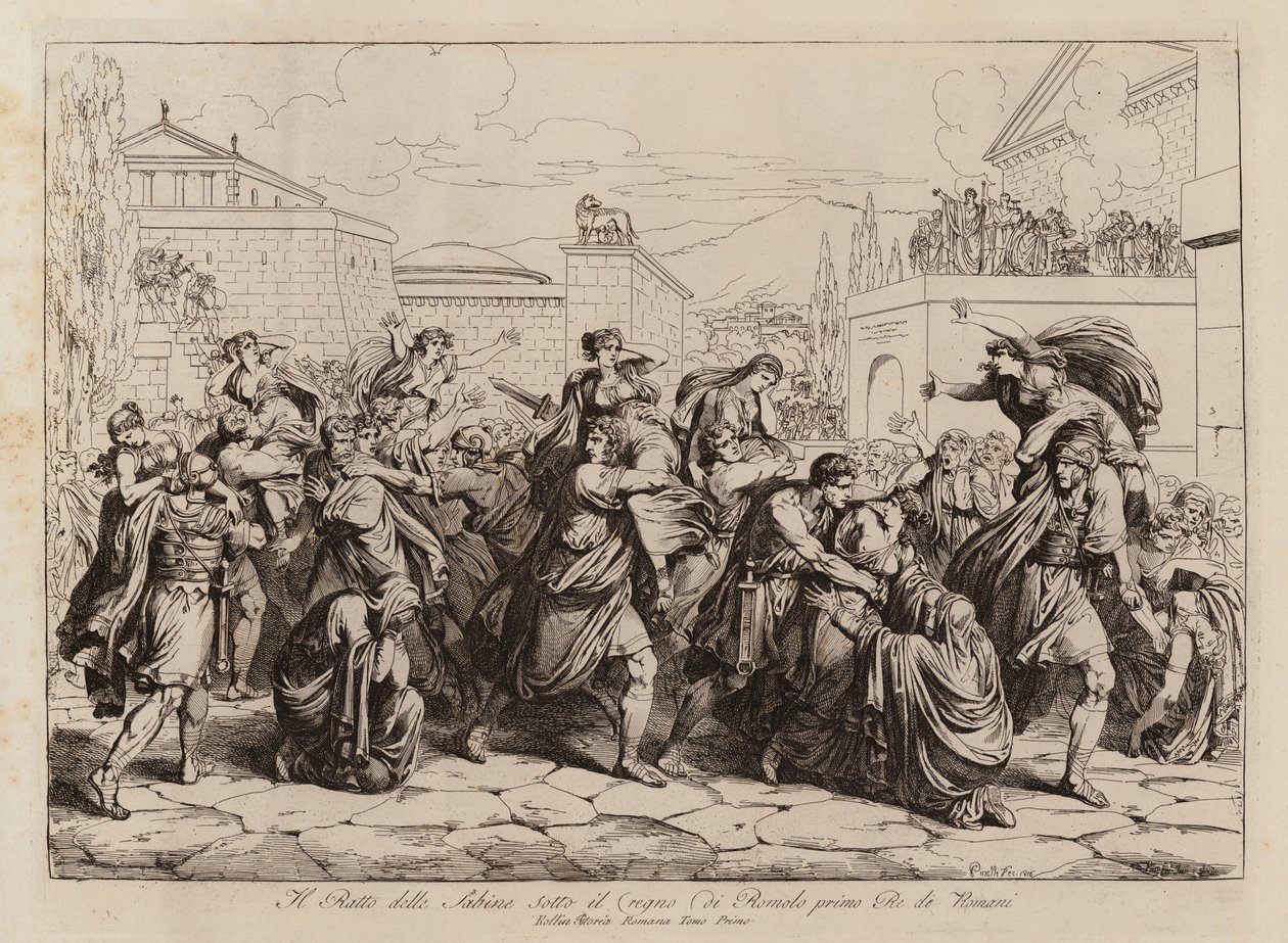 Abduction of the Sabine Women by the Romans by Bartolomeo Pinelli