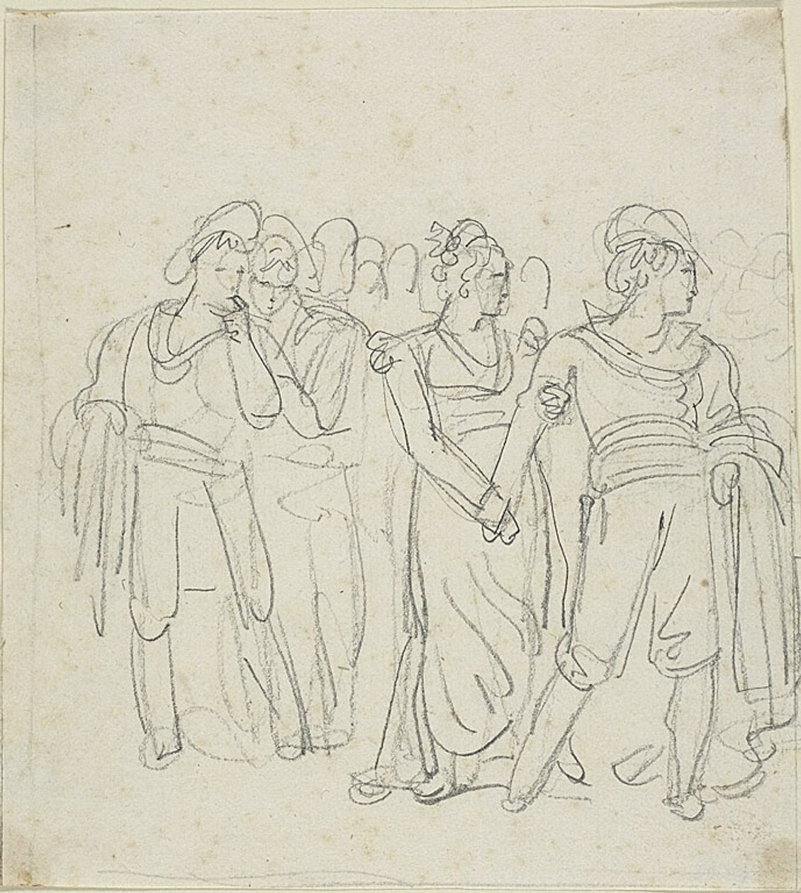 Brigand Chief Held Back By a Woman; Sketch of Two Figures in a Landscape by Bartolomeo Pinelli