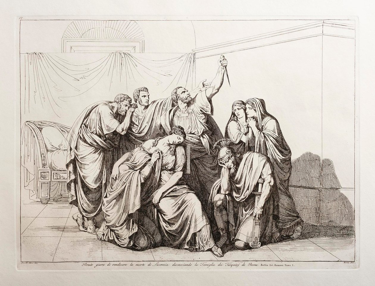 Brutus swears to avenge the death of Lucretia and condemns the Tarquini family from Rome by Bartolomeo Pinelli