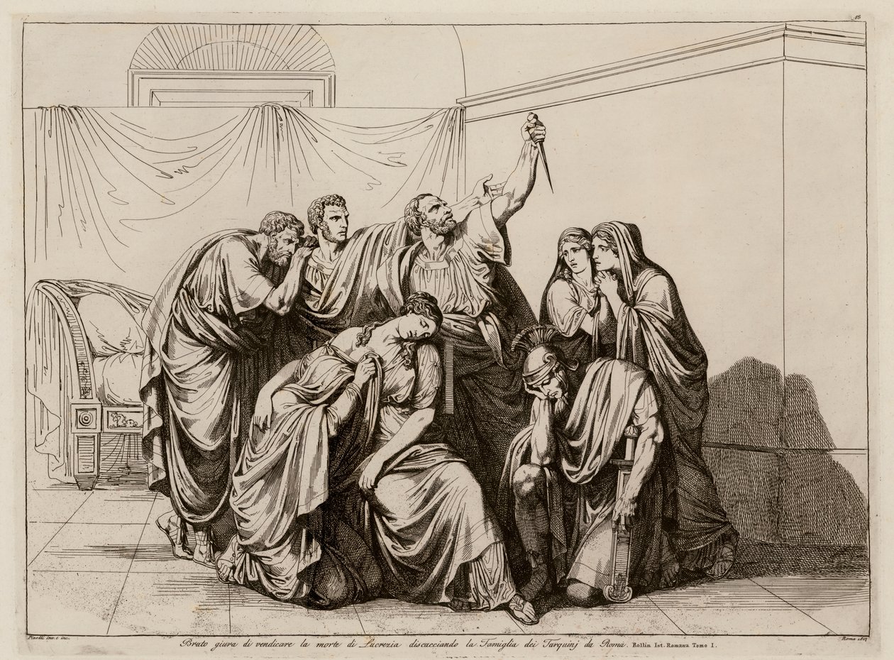 Brutus Vowing to Avenge the Death of Lucretia by Banishing the Tarquins from Rome by Bartolomeo Pinelli