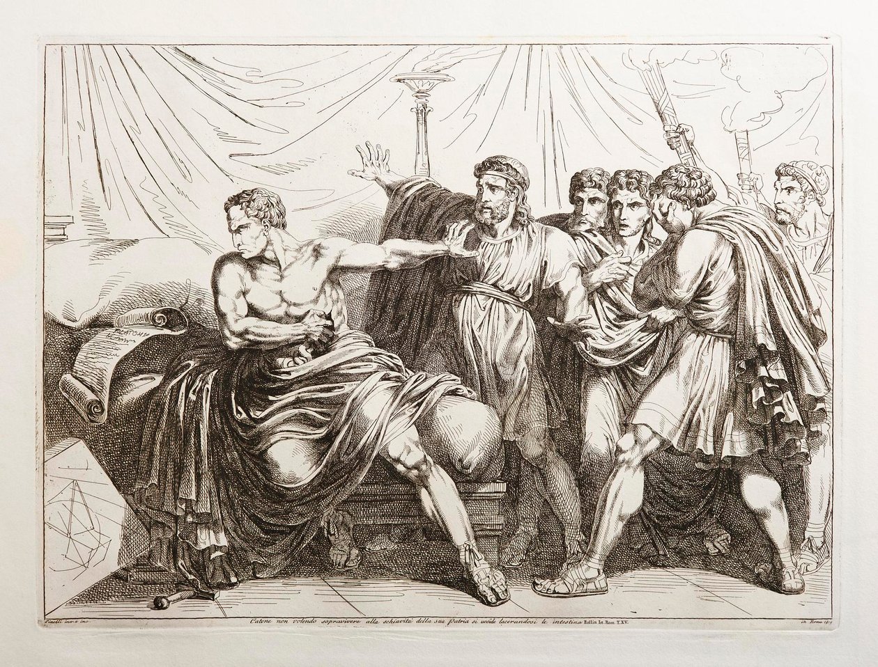 Cato, Not Wanting to Survive Slavery from His Homeland, Kills Himself by Tearing Out His Intestines by Bartolomeo Pinelli