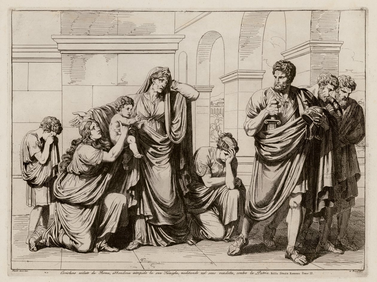 Coriolanus, Exiled from Rome, Leaves His Family and Plots His Revenge by Bartolomeo Pinelli