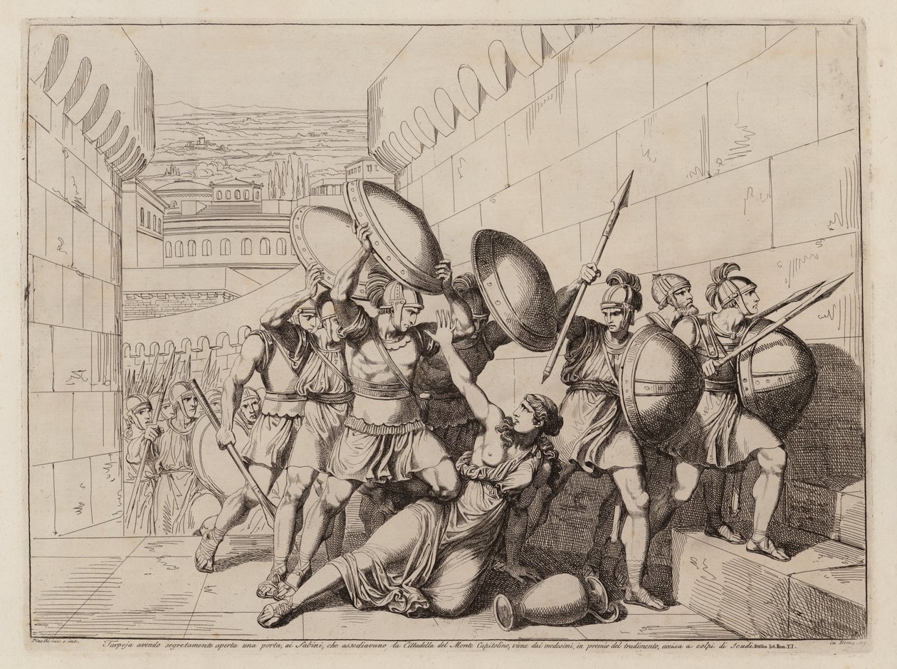 Death of Tarpeia by Bartolomeo Pinelli