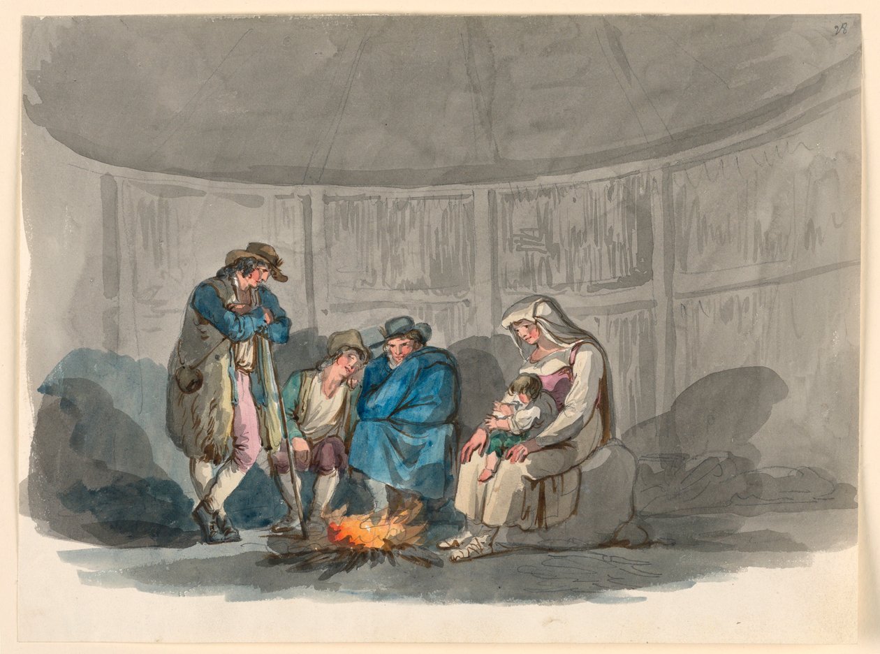 A Family of Shepherds at Night, 1807-08 by Bartolomeo Pinelli
