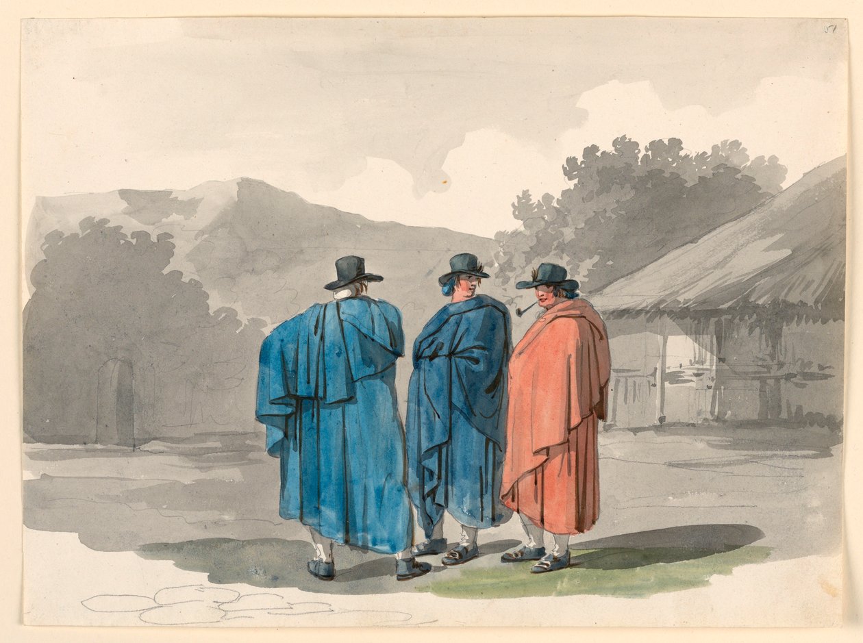A Group of Three Peasants in a Village, 1807-08 by Bartolomeo Pinelli