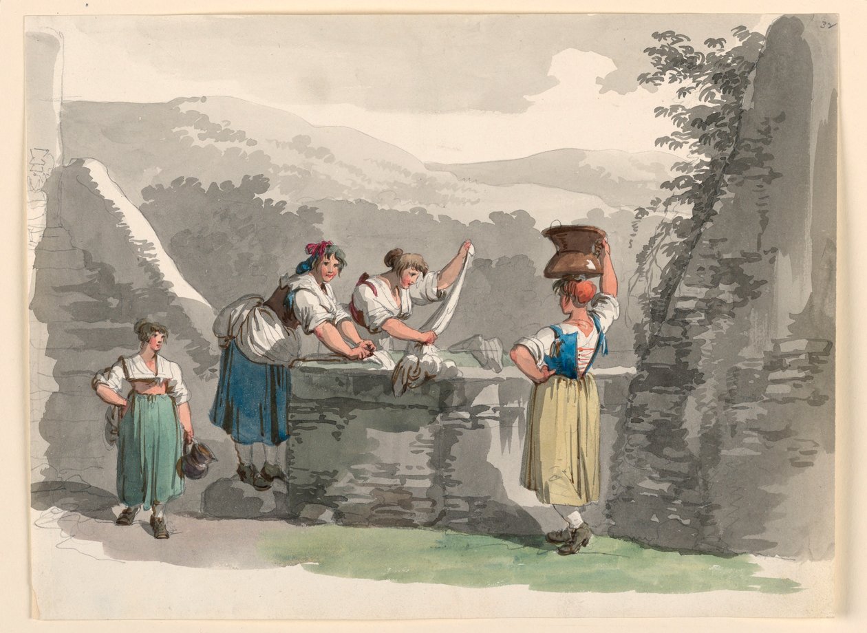 Laundry in the Mountains Near Rome, 1807–08 by Bartolomeo Pinelli