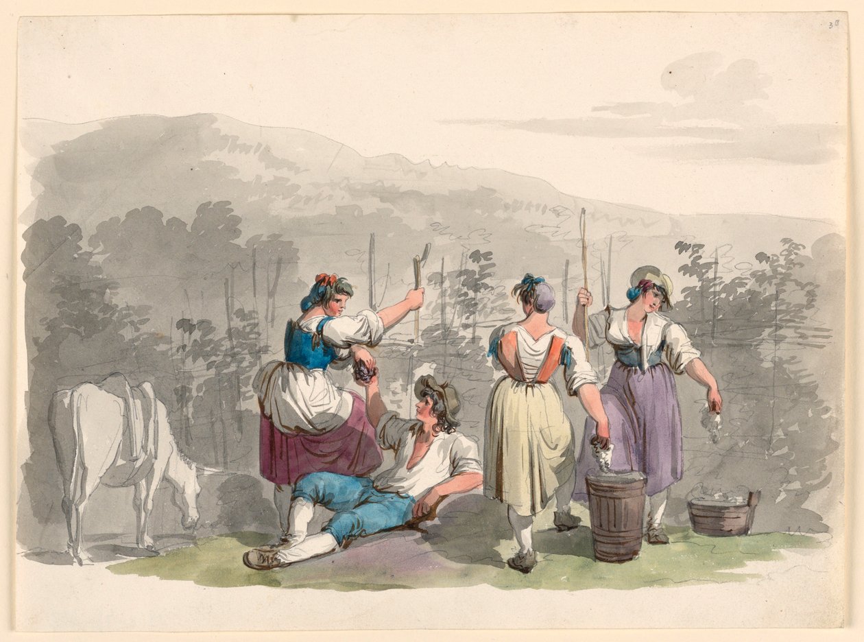 Vintage in the Mountains Near Rome, 1807-08 by Bartolomeo Pinelli