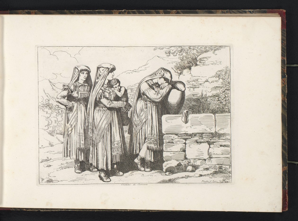 Three women and a child from Cervara di Roma by Bartolomeo Pinelli