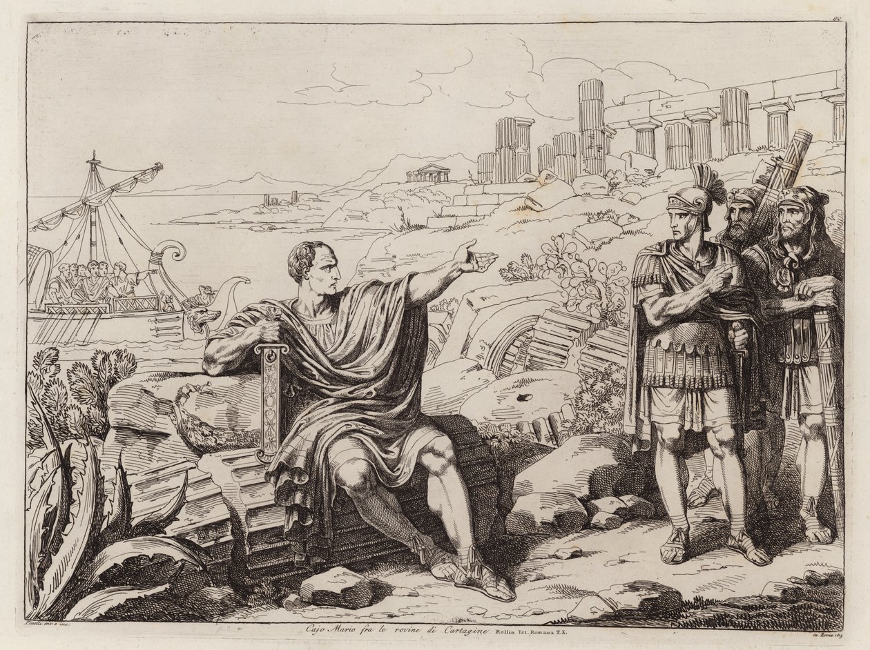 Gaius Marius sitting among the ruins of Carthage by Bartolomeo Pinelli