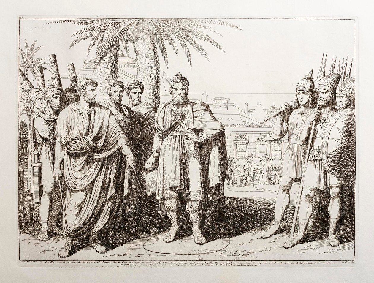 Gaius Popillius being sent as ambassador before King Antiochus IV of Syria by Bartolomeo Pinelli
