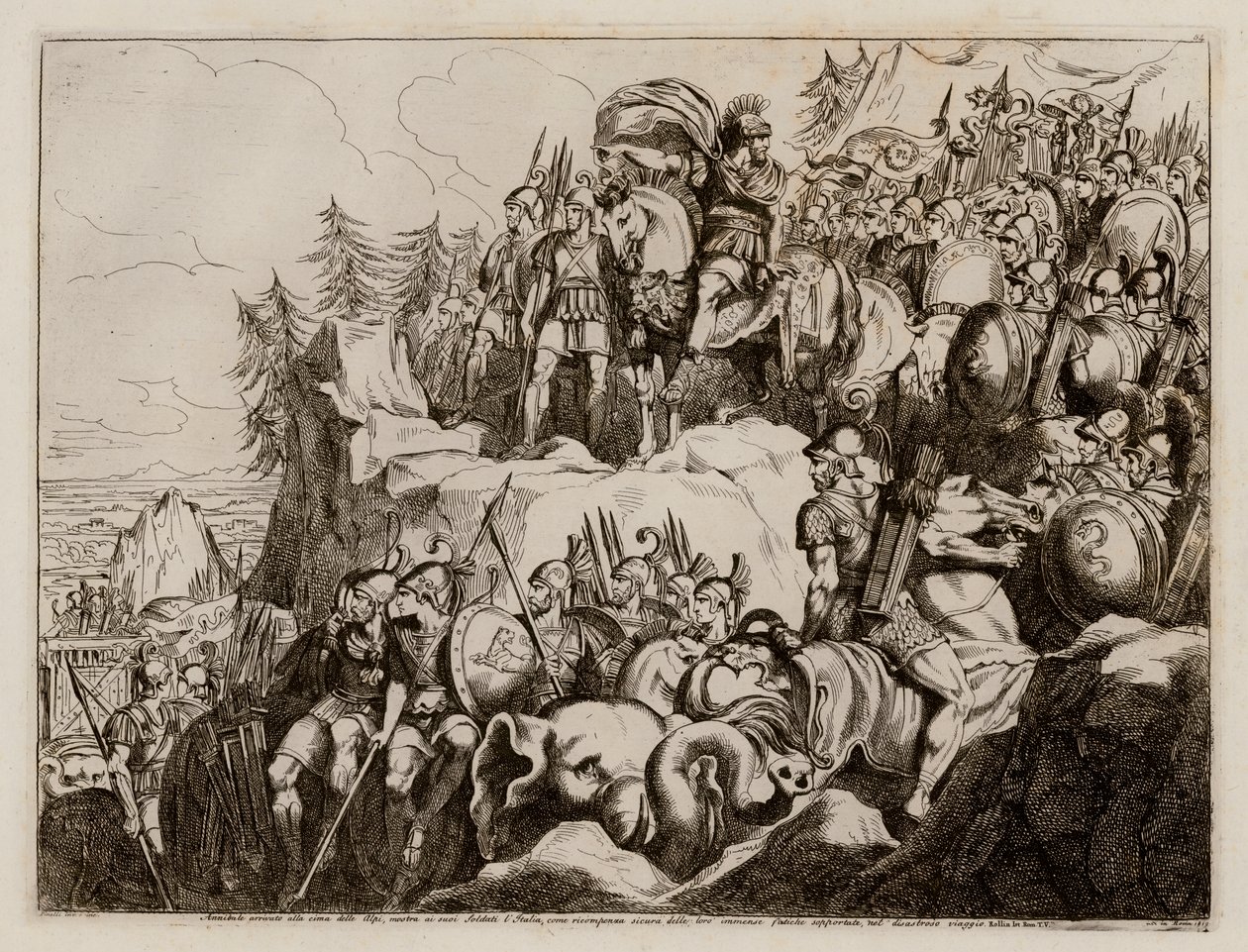 Hannibal crossing the Alps into Italy, 218 BC by Bartolomeo Pinelli