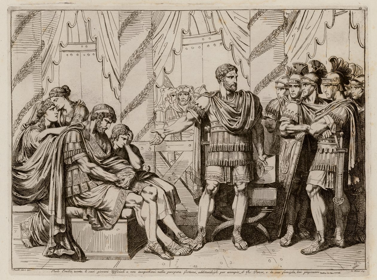 Lucius Aemilius Paullus Macedonicus pointing to the defeated King Perseus of Macedon by Bartolomeo Pinelli