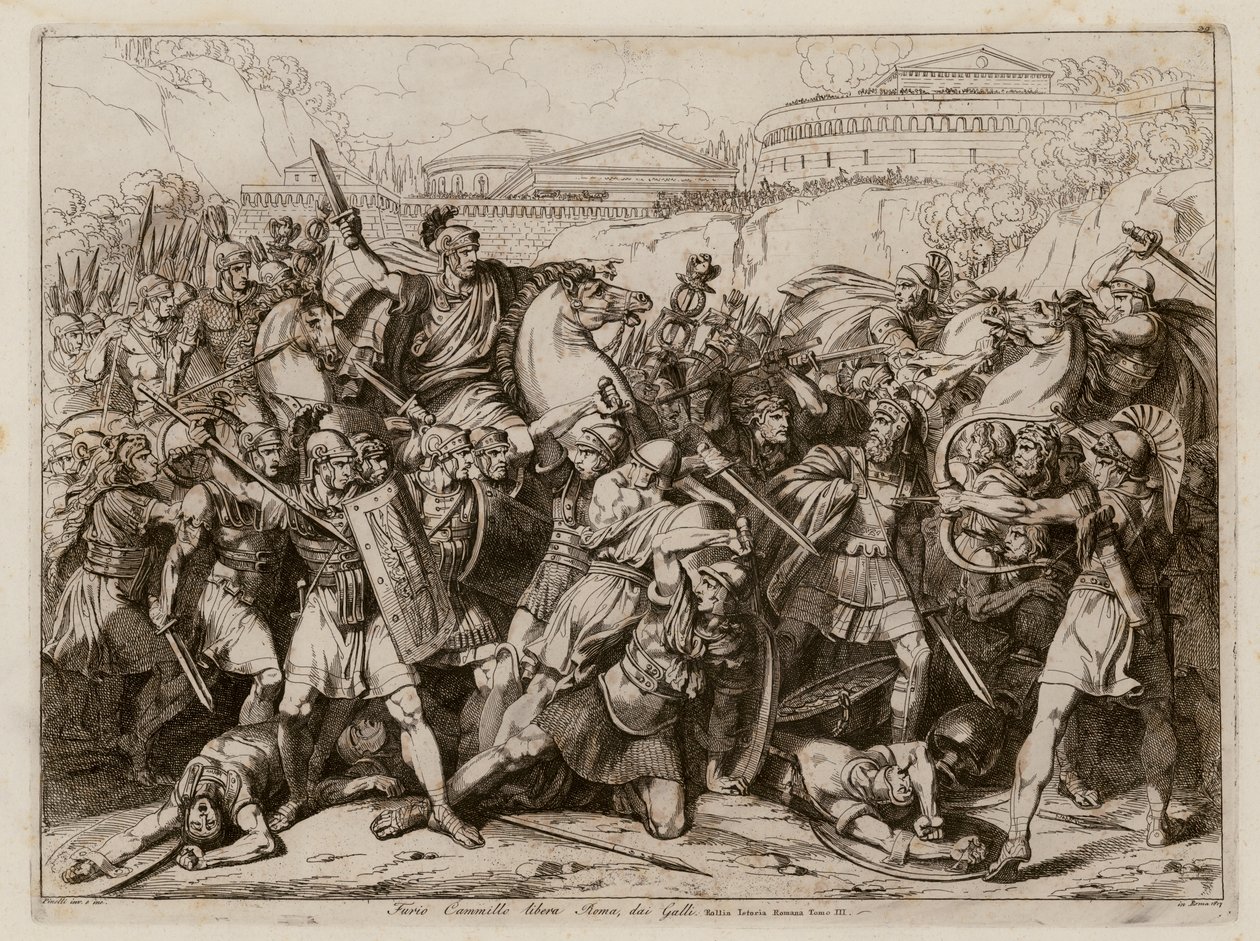 Marcus Furius Camillus liberating Rome from the Gauls, 390 BC by Bartolomeo Pinelli