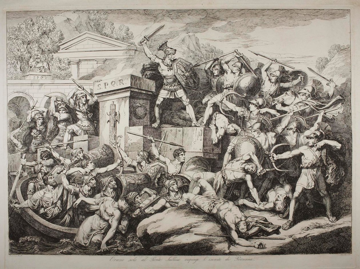 Horatius Cocles Alone on the Sublician Bridge Holds Back Lars Porsena