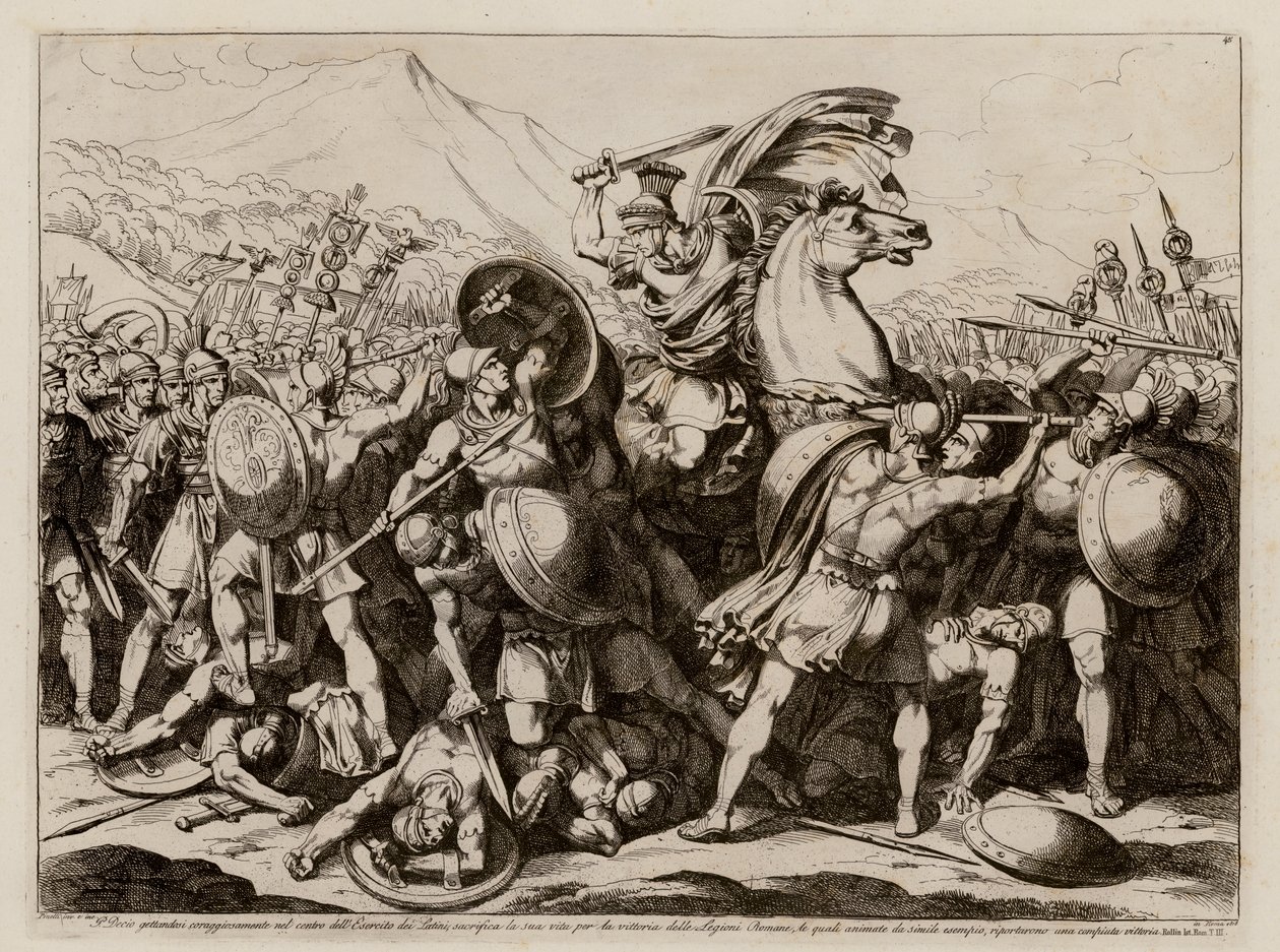 Publius Decius Mus sacrificing himself for Rome in battle against the Latins by Bartolomeo Pinelli