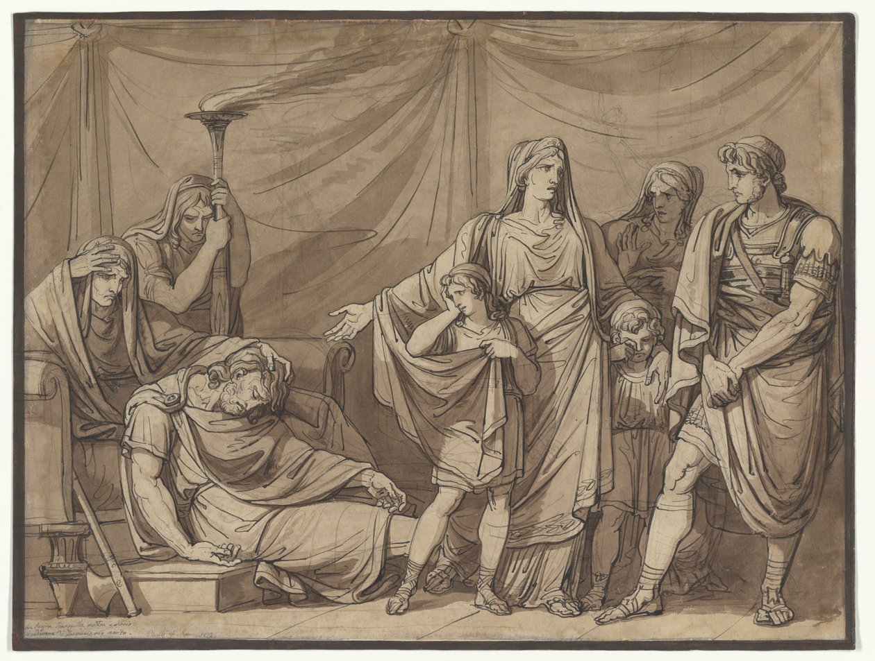 Queen Tranquilla Being Shown the Corpse of Her Husband Tarquin, Illustration for Charles Rollin’s Roman History by Bartolomeo Pinelli