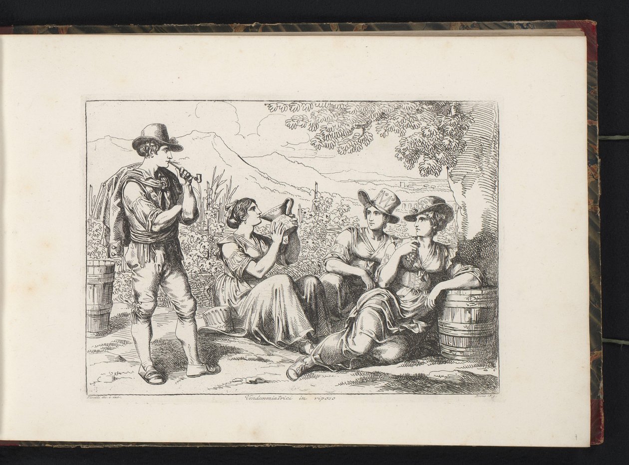 Resting wine drinkers by Bartolomeo Pinelli