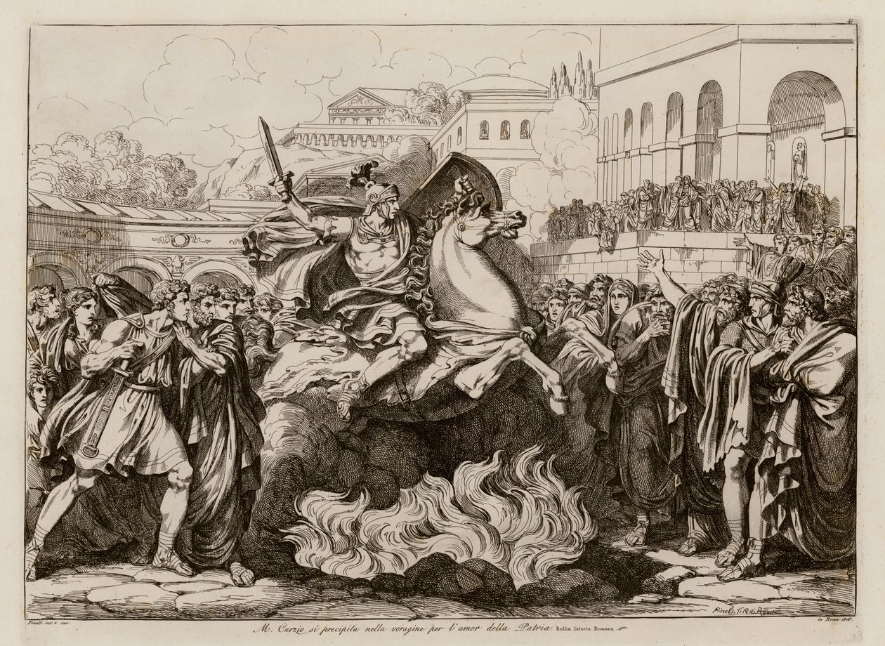 Sacrificial death of Marcus Curtius by Bartolomeo Pinelli
