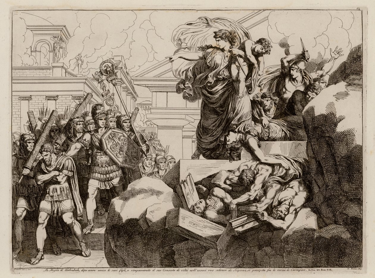 Suicide of the wife of Hasdrubal by Bartolomeo Pinelli