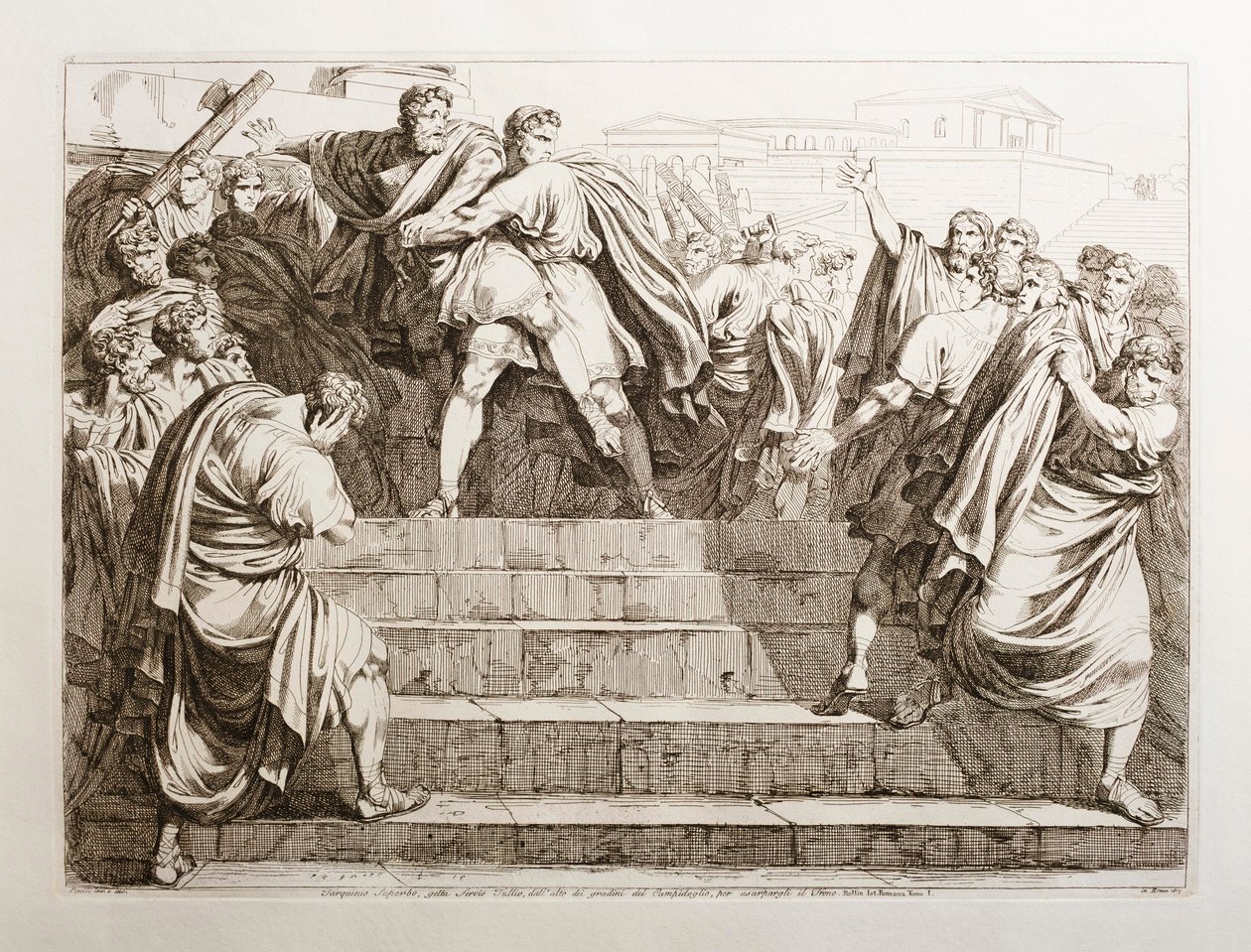Tarquinius Superbus Throws Servius Tullius Down the Stairs of the Capitol by Bartolomeo Pinelli