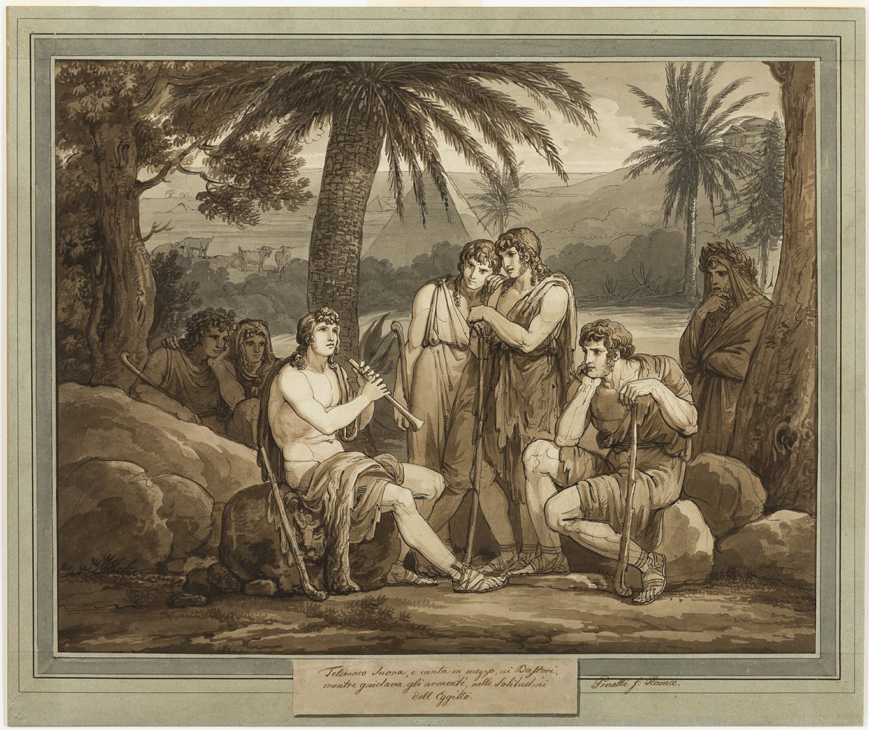 Telemachus Plays and Sings to the Shepherds in Egypt, from The Adventures of Telemachus, Book 2 by Bartolomeo Pinelli