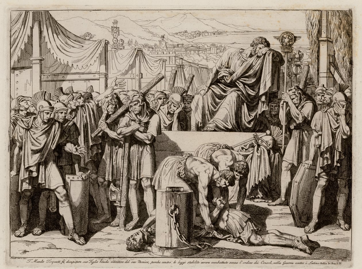 Titus Manlius Torquatus Having His Son Beheaded for Leaving His Post in Battle by Bartolomeo Pinelli