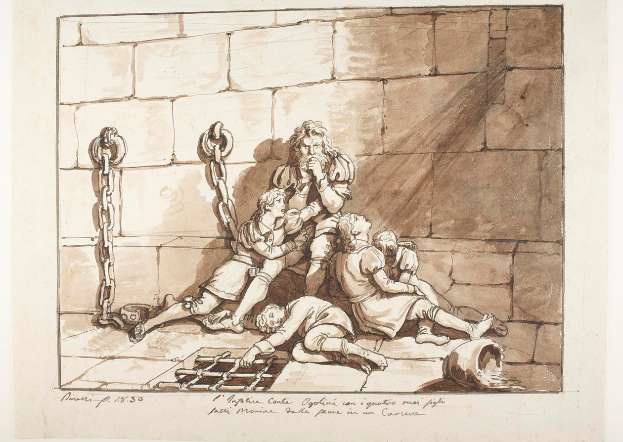 Ugolini della Gherardesca and His Sons in the Tower of His Starvation by Bartolomeo Pinelli