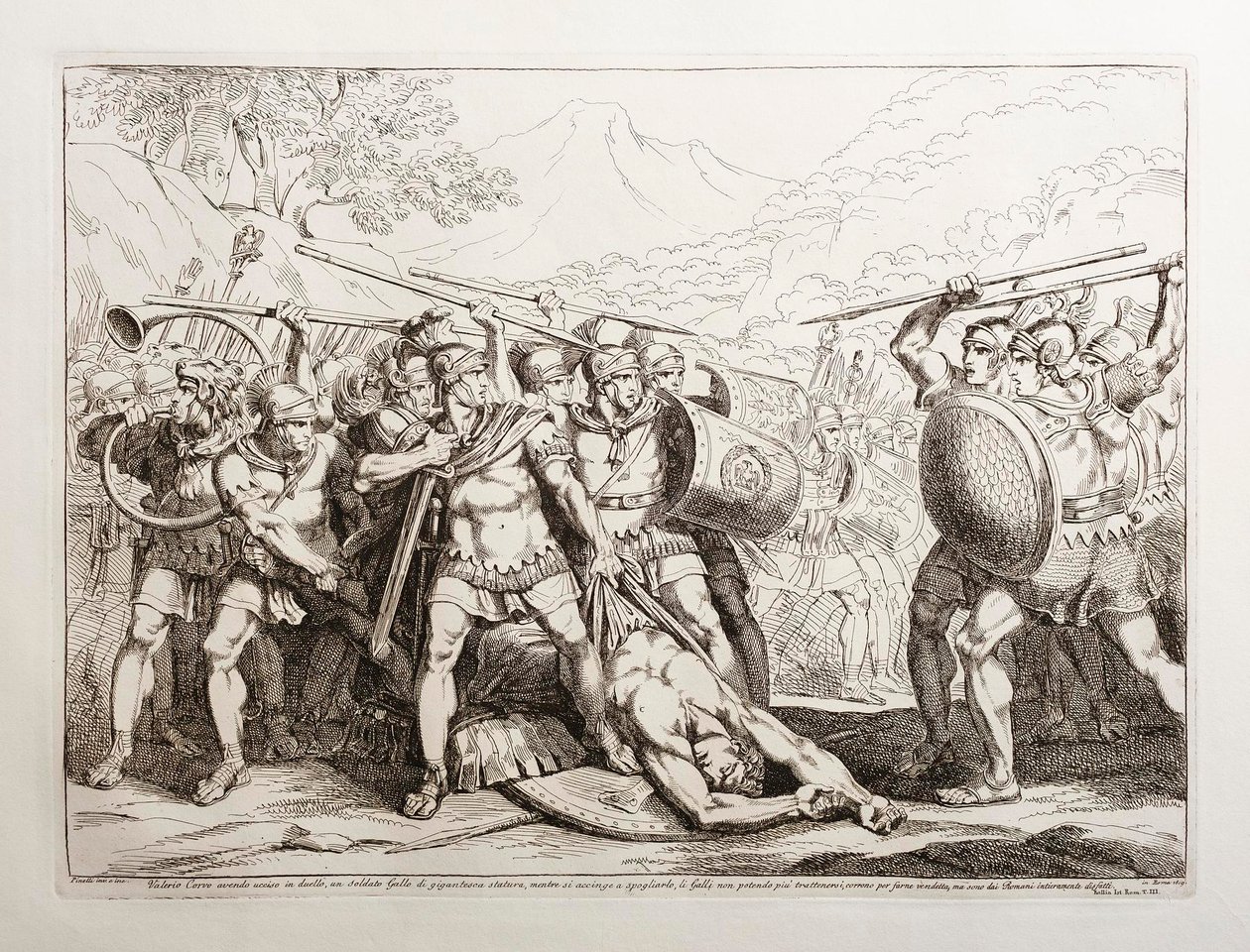 Valerio Corvo Killing a Giant Gaul Soldier in a Duel, While Undressing Him, the Gauls, Unable to Restrain Themselves, Run to Avenge Him, but are Completely Defeated by the Romans by Bartolomeo Pinelli