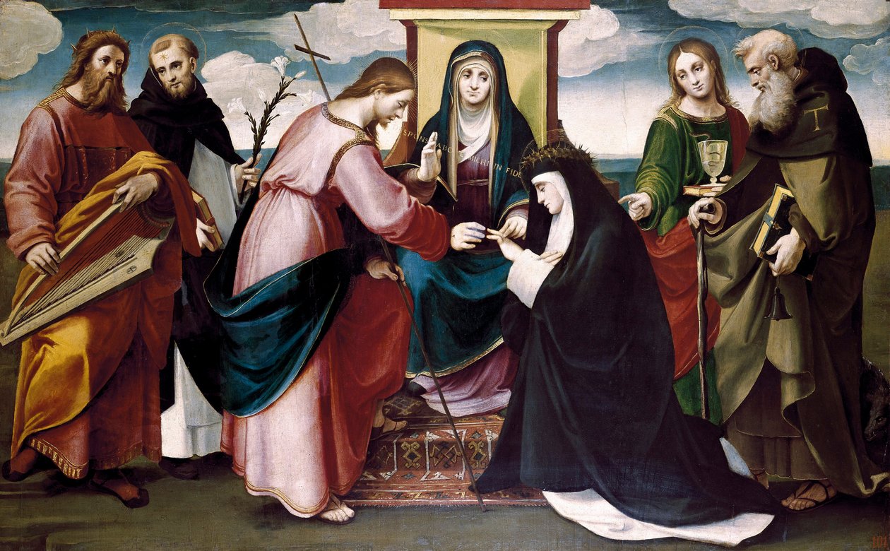 The Mystical Wedding of Saint Catherine of Siena with Christ and the Saints by Bartolomeo called Bagnacavallo Ramenghi