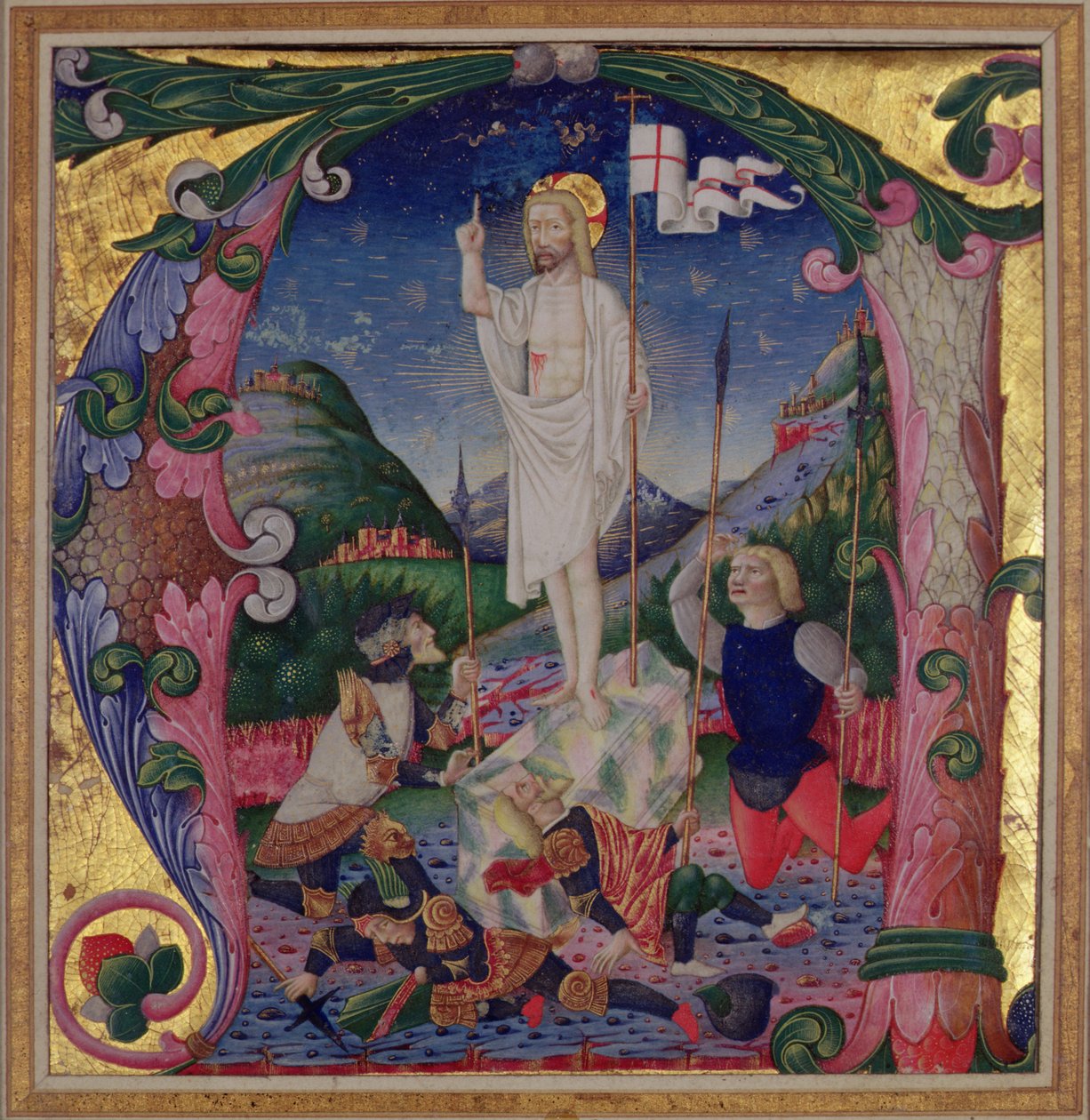 Historiated Initial A Depicting the Resurrection of Christ by Bartolomeo de Rigossi da Gallarate attr. to Bartolomeo de Rigossi da Gallarate attr. to