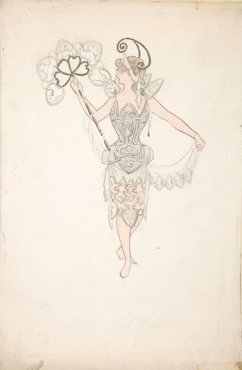 Costume Design for Lady with a Fan, 1890-99 by Basil Crage