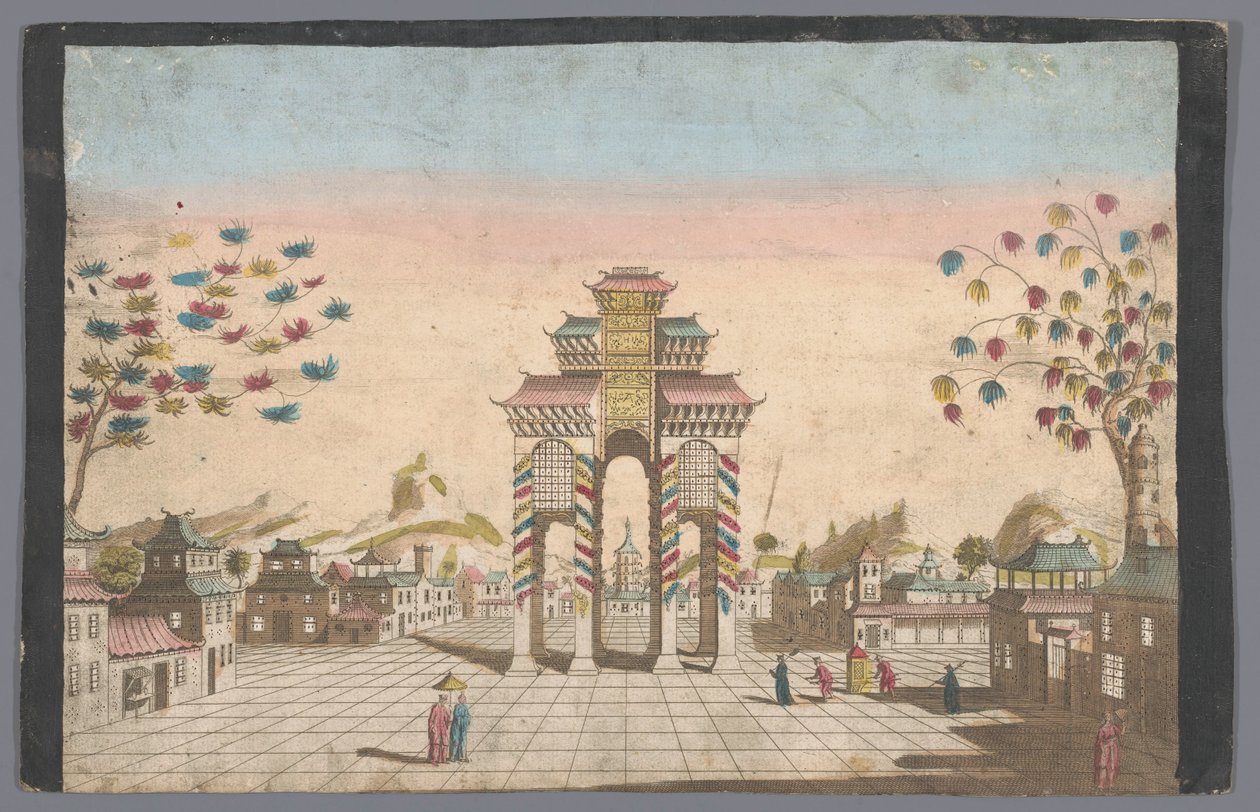 View of a Triumphal Arch in a Square in Canton by Basset