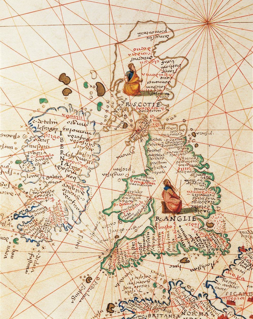 Europe: Great Britain and Ireland, from Atlas of the World in Thirty-Three Maps, by Battista Agnese by Battista Agnese