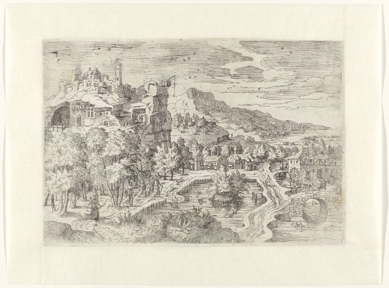 Landscape with Women Hunting by Battista Angolo del Moro (attributed to)