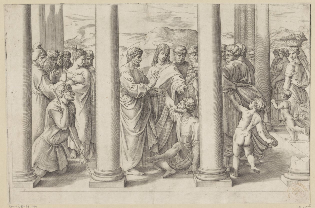Saint Peter and John Healing a Lame Man in a Temple by Battista Franco