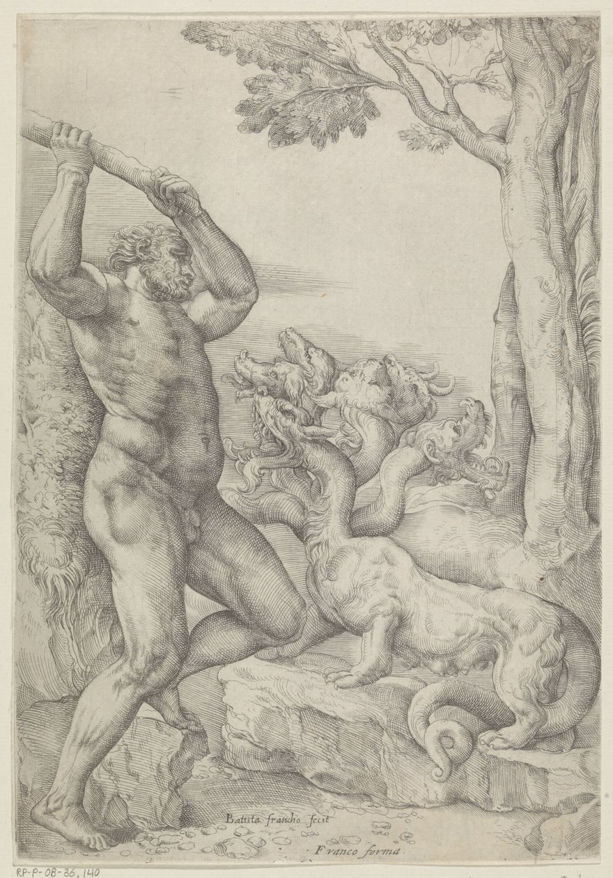 Hercules Fighting the Hydra of Lerna by Battista Franco