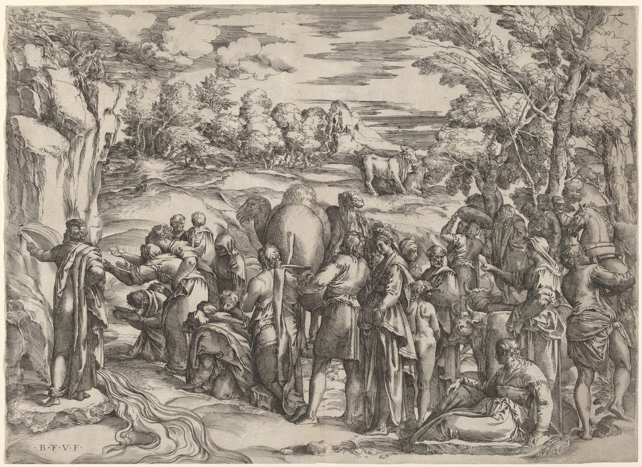Moses Striking the Rock by Battista Franco