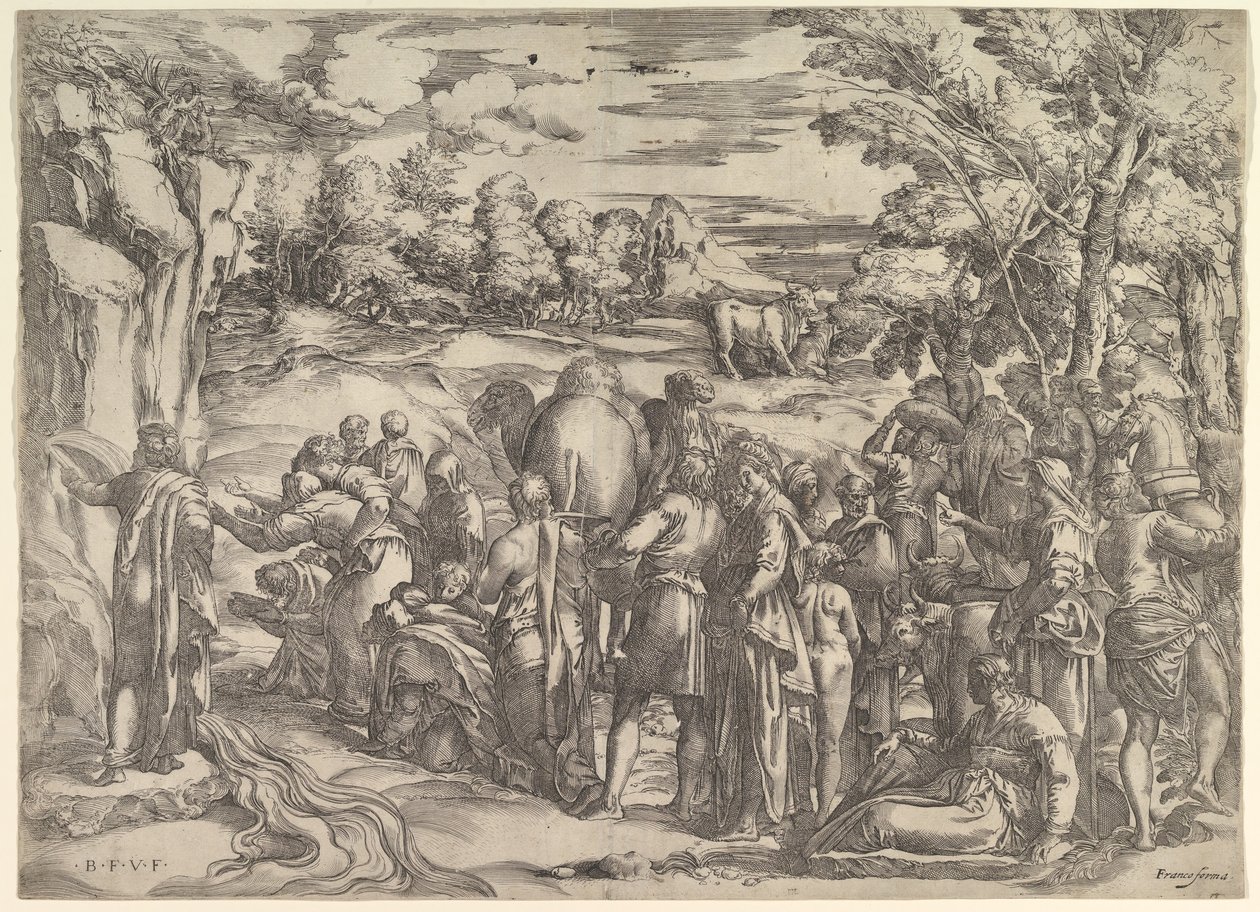 Moses Drawing Water from the Rock by Battista Franco Veneziano