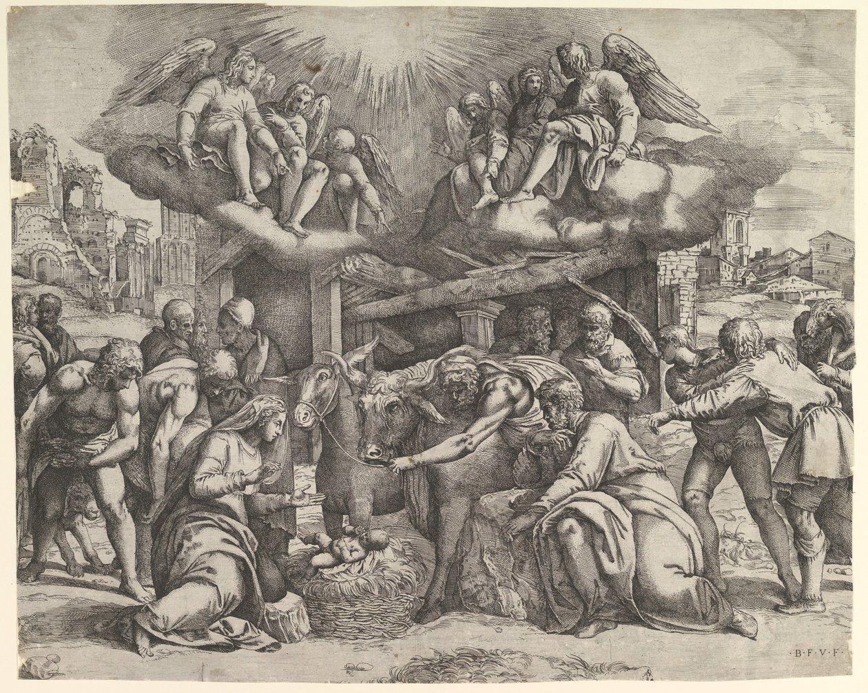 The Adoration of the Shepherds with Angels Overhead by Battista Franco Veneziano