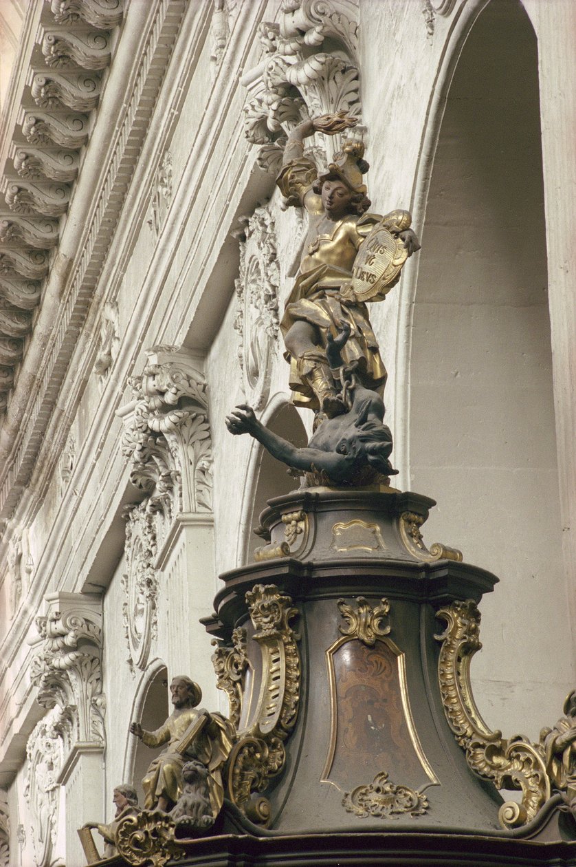 Pulpit, also called Pulpit of Verity (detail: St. Michael and the dragon) by Bavarian school