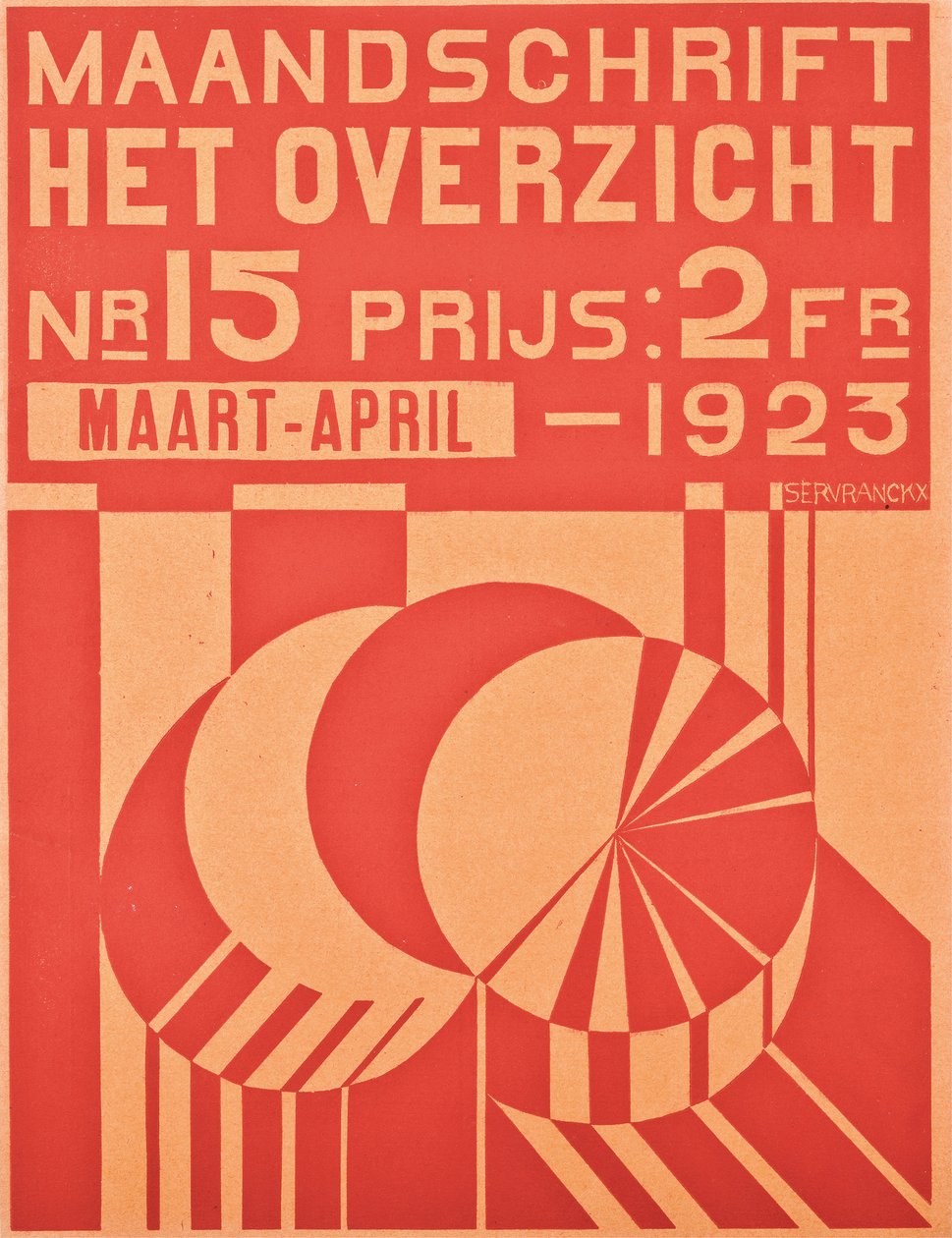 Cover for the March-April 1923 issue of the magazine Het Overzicht by Belgian School