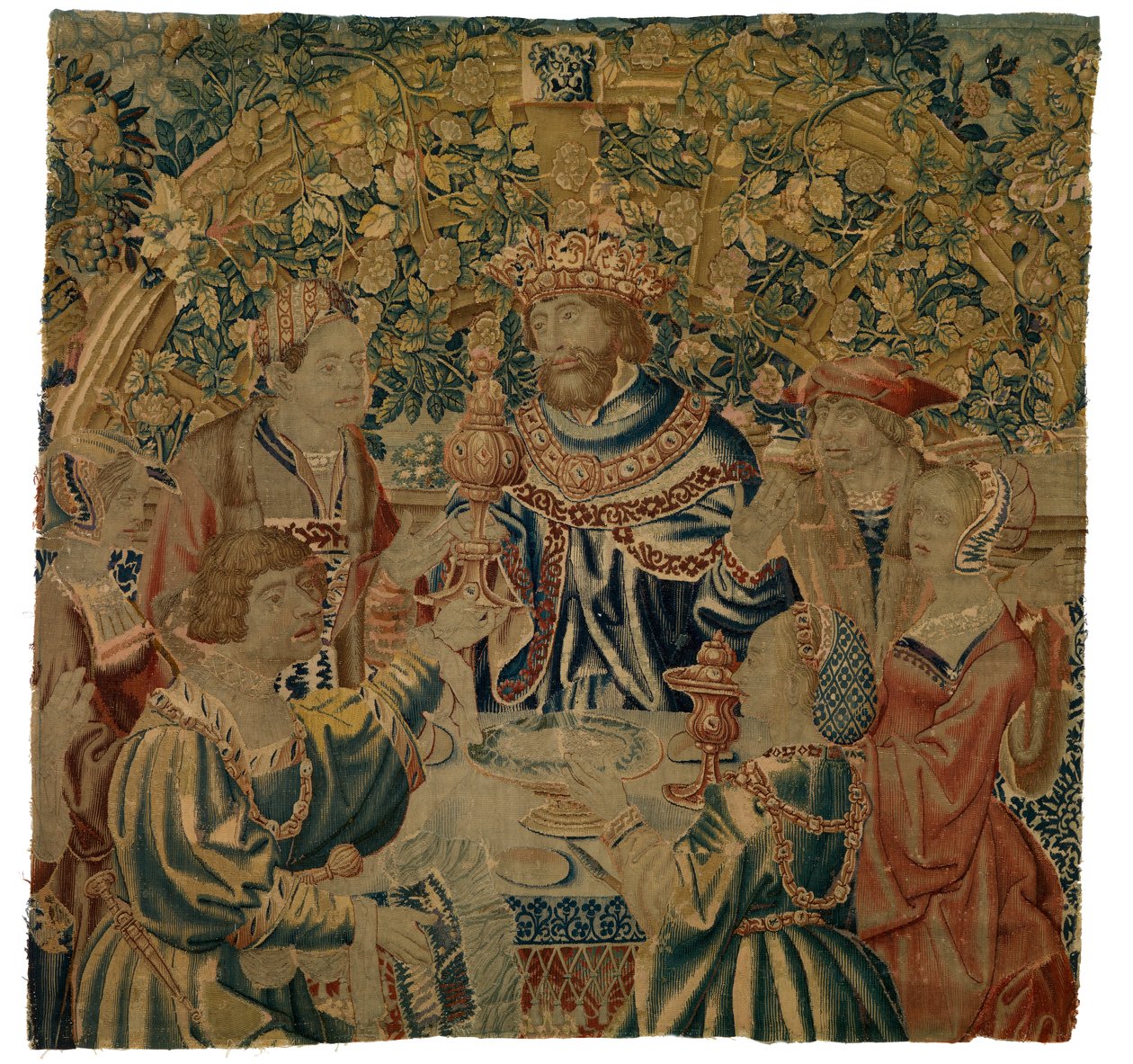 Tapestry, Banquet with King in an Arcade by Belgian School
