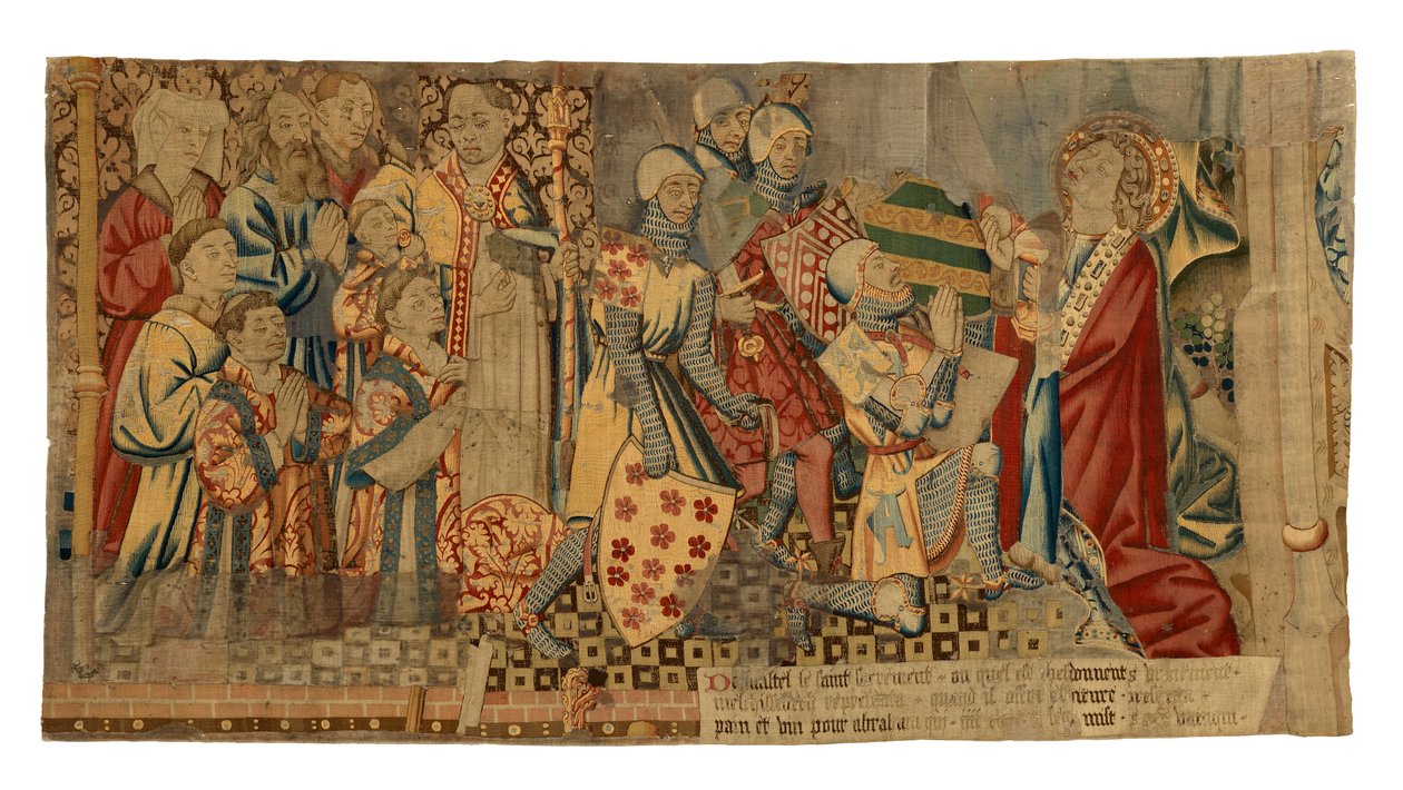 Tapestry fragments from a tapestry depicting The Seven Sacraments by Belgian School