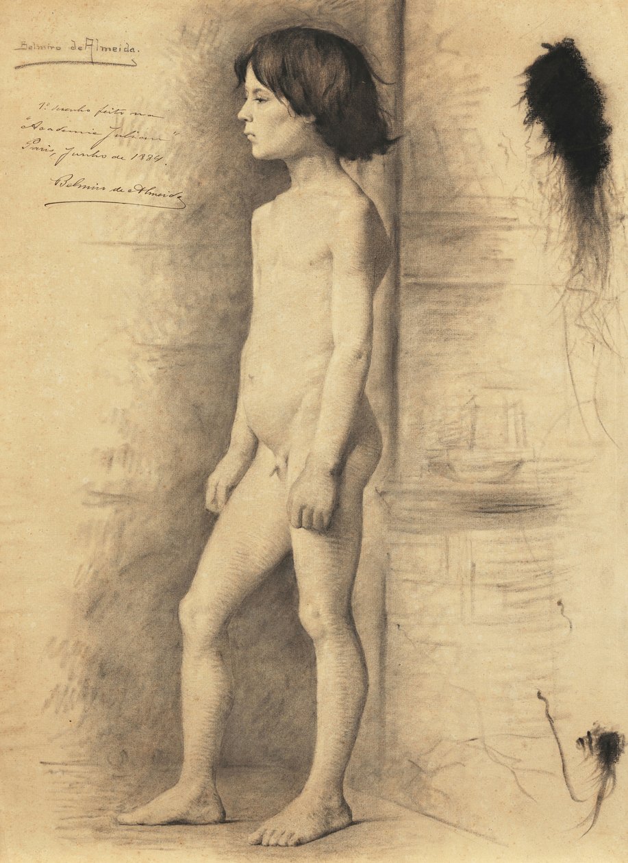 Nude Study of a Boy in Profile by Belmiro de Almeida
