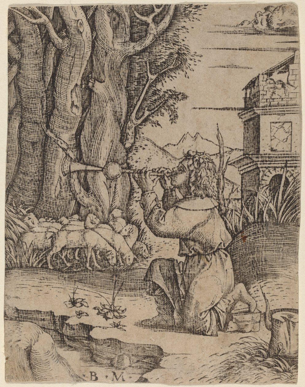 Shepherd with a Platerspiel by Benedetto Montagna