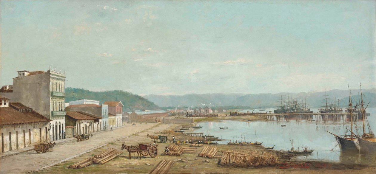Port of the Consulate in Santos, SP, 1887 by Benedito Calixto
