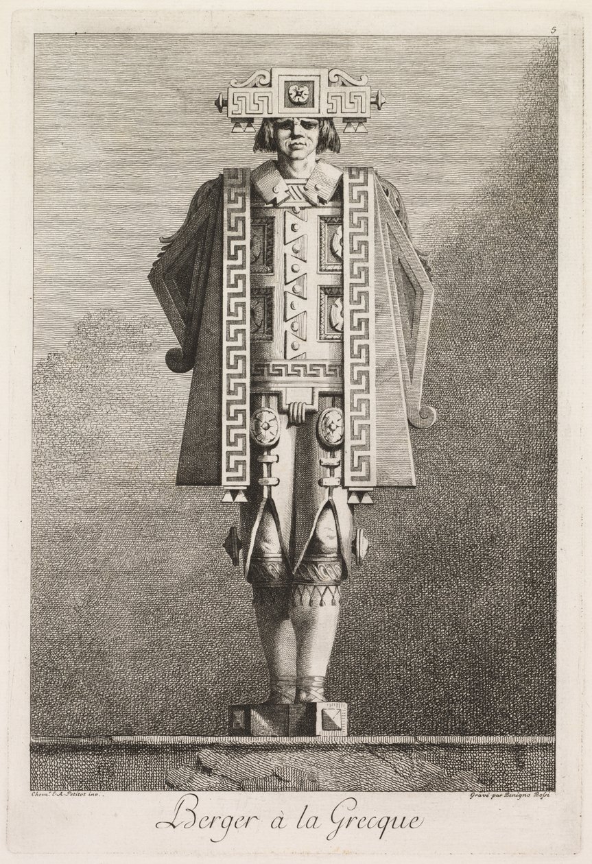 Masquerade in the Greek Style: Shepherd in the Greek Style (Plate 5) by Benigno Bossi